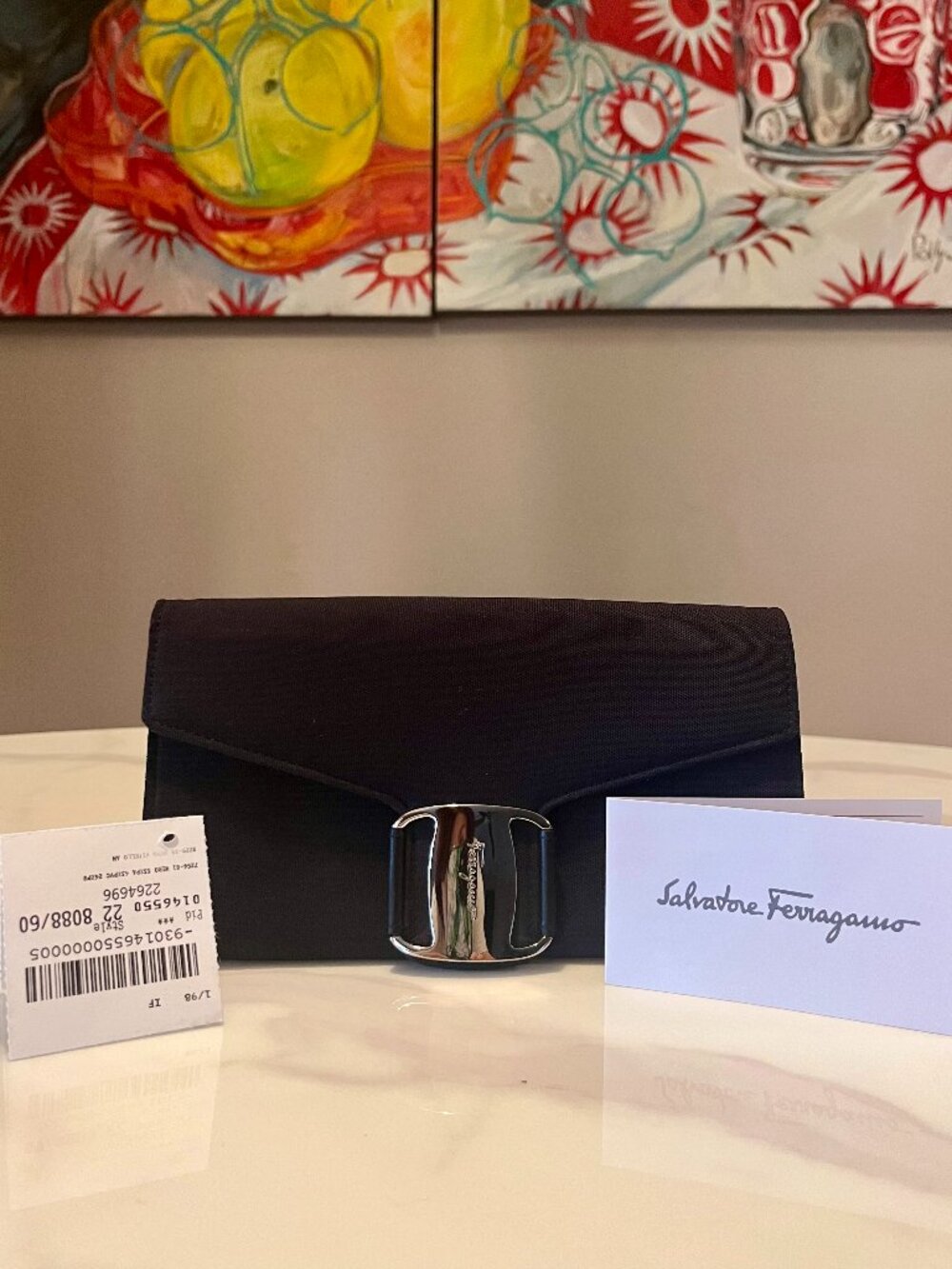 Salvatore Ferragamo Vara Gancini Wallet Fabric Leather